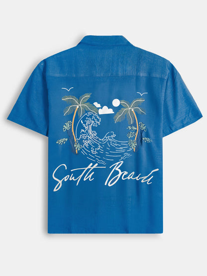 Mens Beach Outfit Blue Shirt