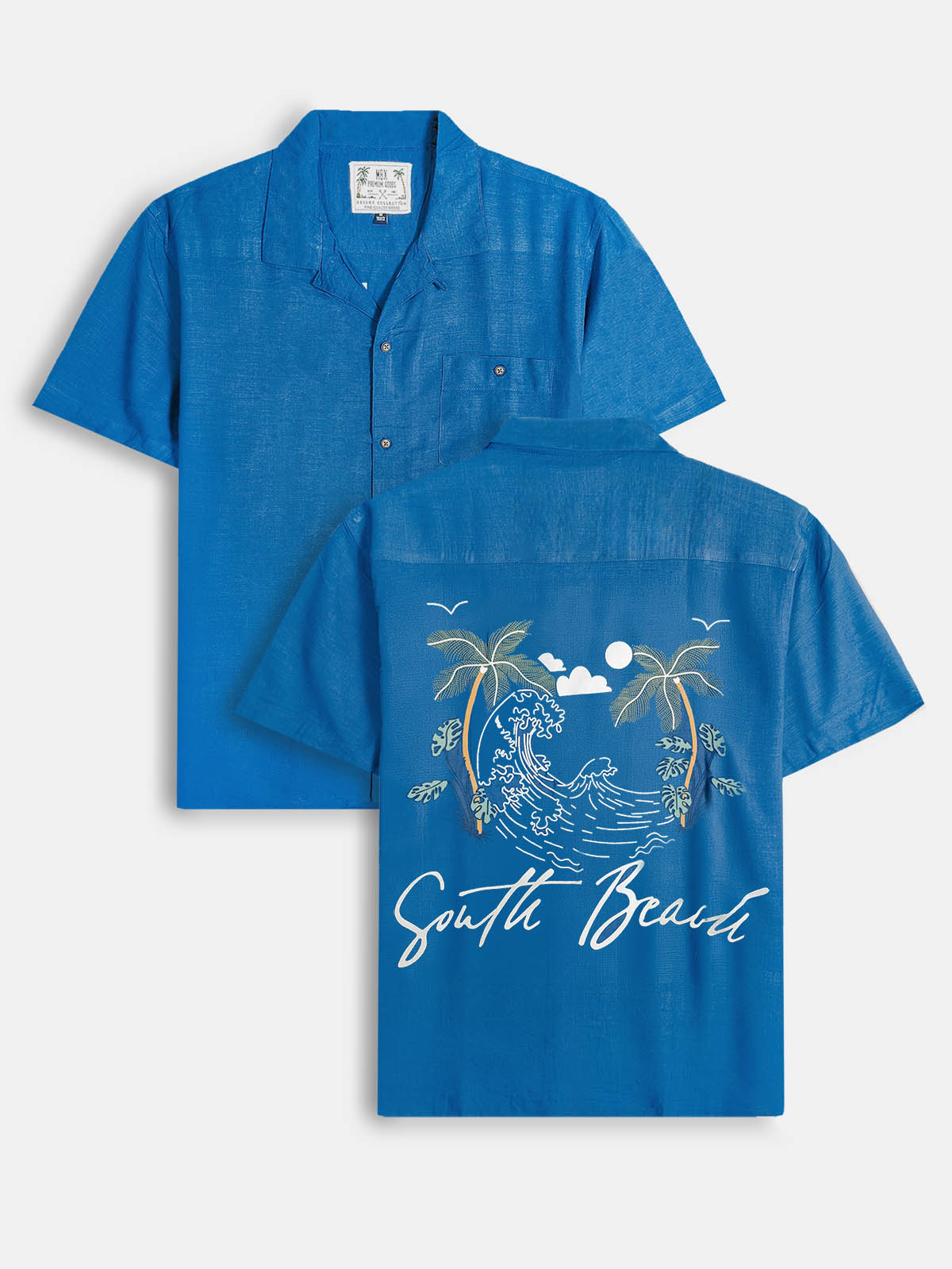 Mens Beach Outfit Blue Shirt