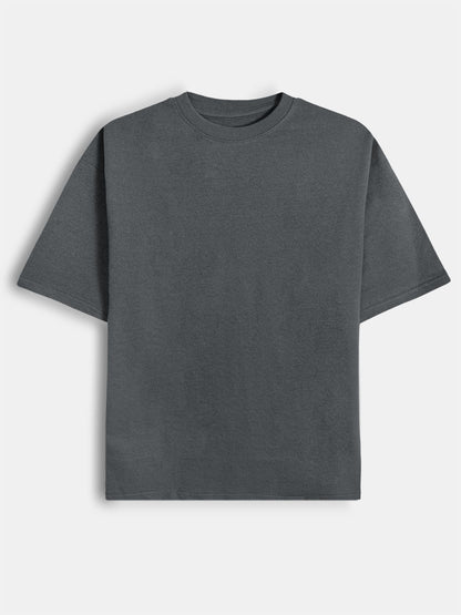 Mens French Terry Oversized Fit T-Shirt Steel Grey