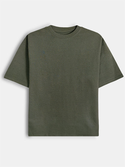 Mens French Terry Oversized Fit T-Shirt Olive