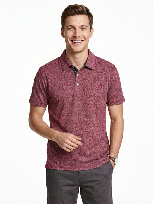 Mens Red Grindled Yarn Polo
