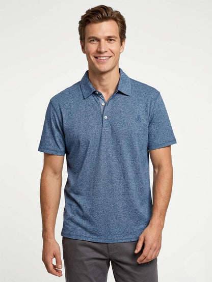 Mens Navy Grindled Yarn Polo
