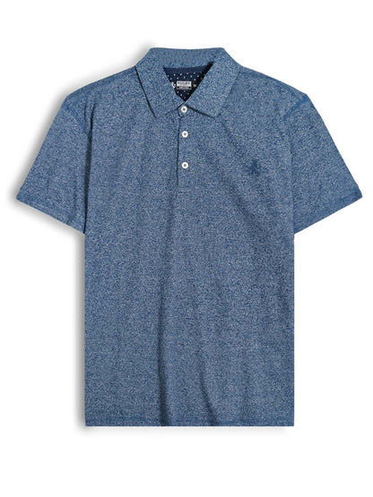 Mens Navy Grindled Yarn Polo