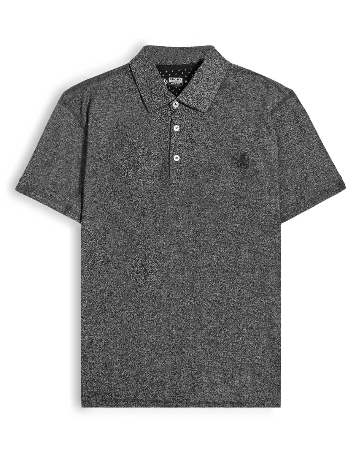 Mens Black Grindled Yarn Polo