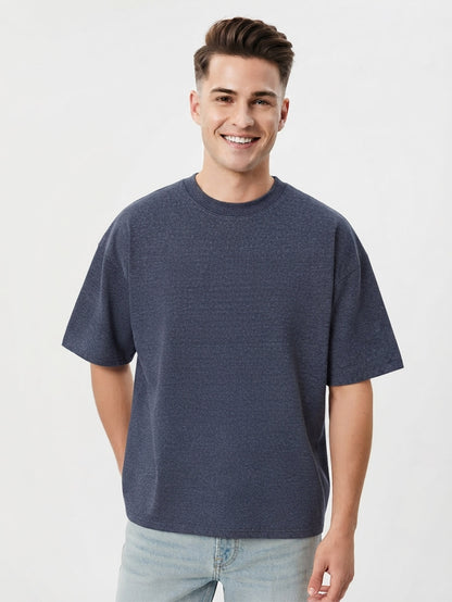 Mens Oversize Fit Navy Melange T-Shirt