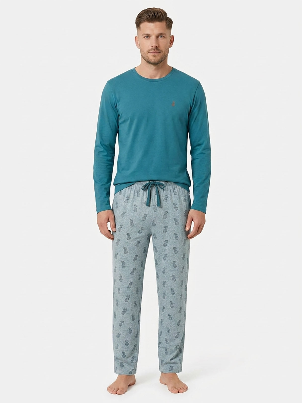 Mens Full Pant Set Pyjama Teal