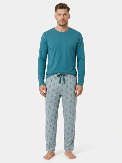 Mens Full Pant Set Pyjama Teal
