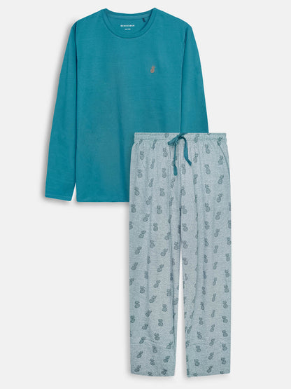 Mens Full Pant Set Pyjama Teal