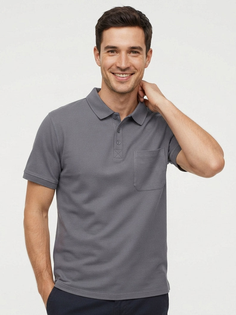 Mens Polyester Polo Dark Grey