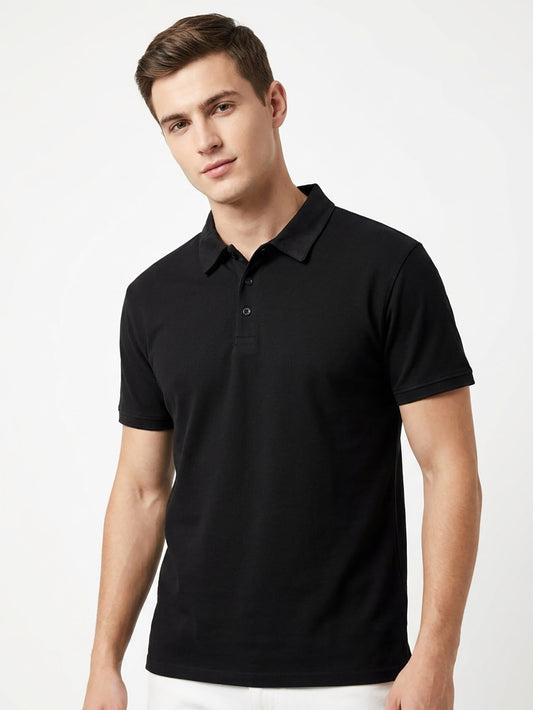 Mens Stretch Black Polo