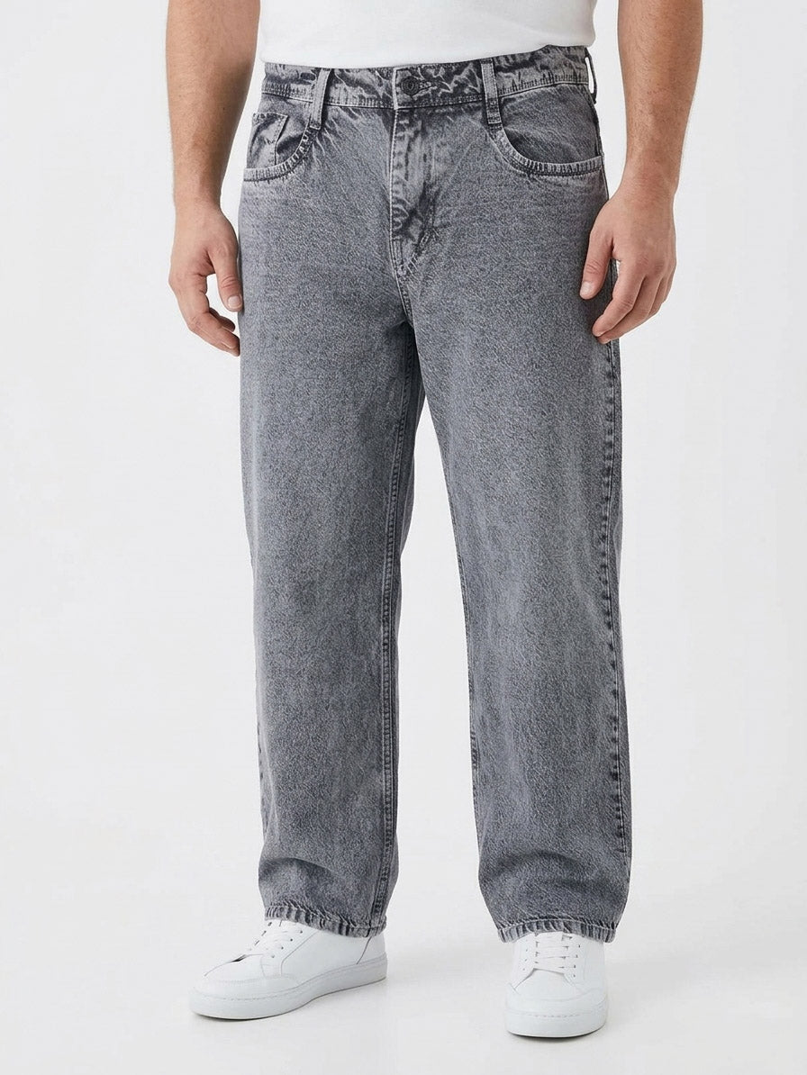 Mens Grey Baggy Jeans