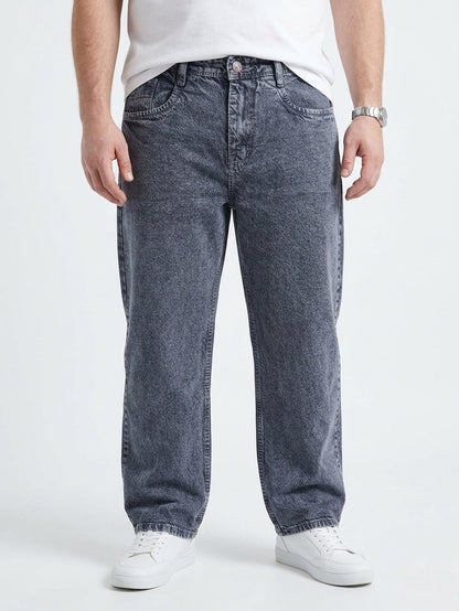 Mens Mid Grey Baggy Jeans