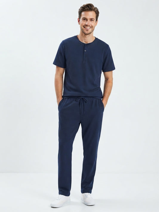 Mens Navy Pyjama Set