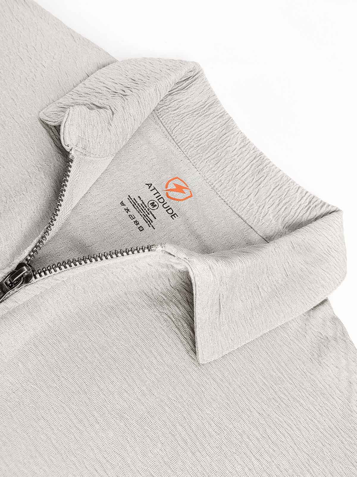 Mens Half Zipper Polyester Grey Polo