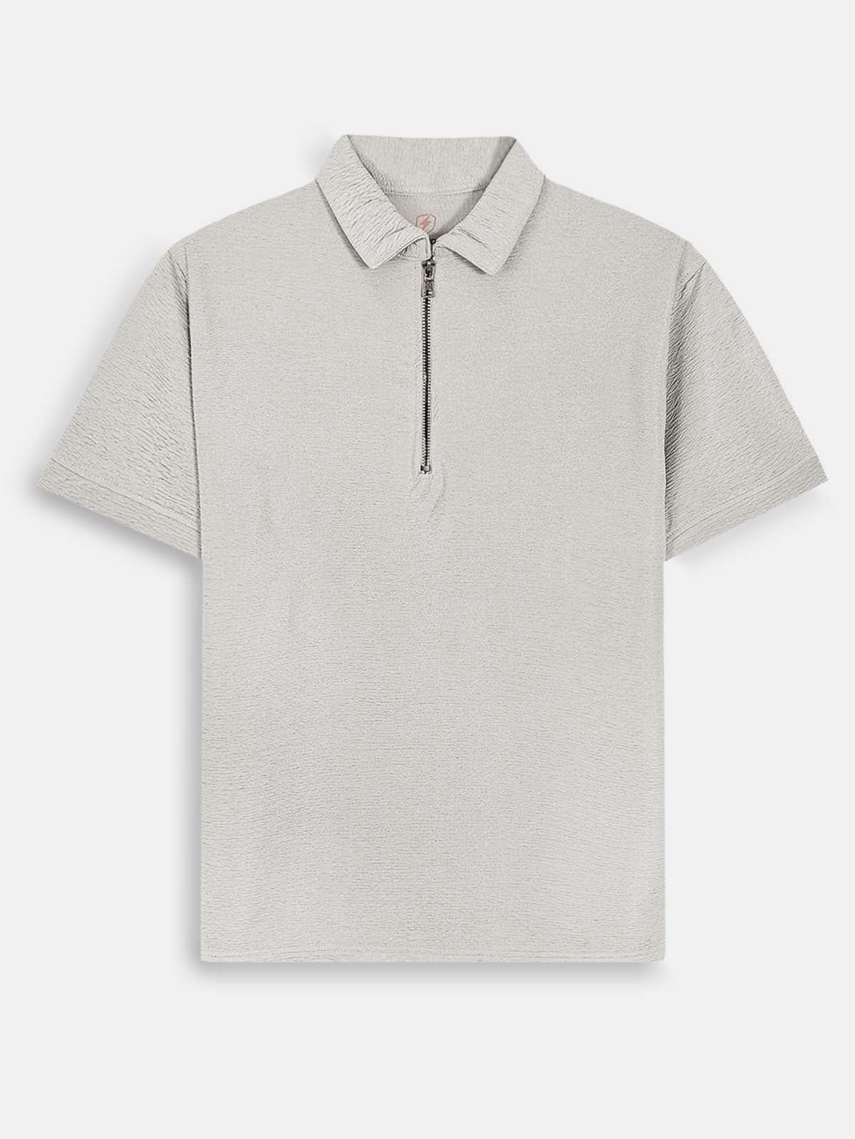 Mens Half Zipper Polyester Grey Polo