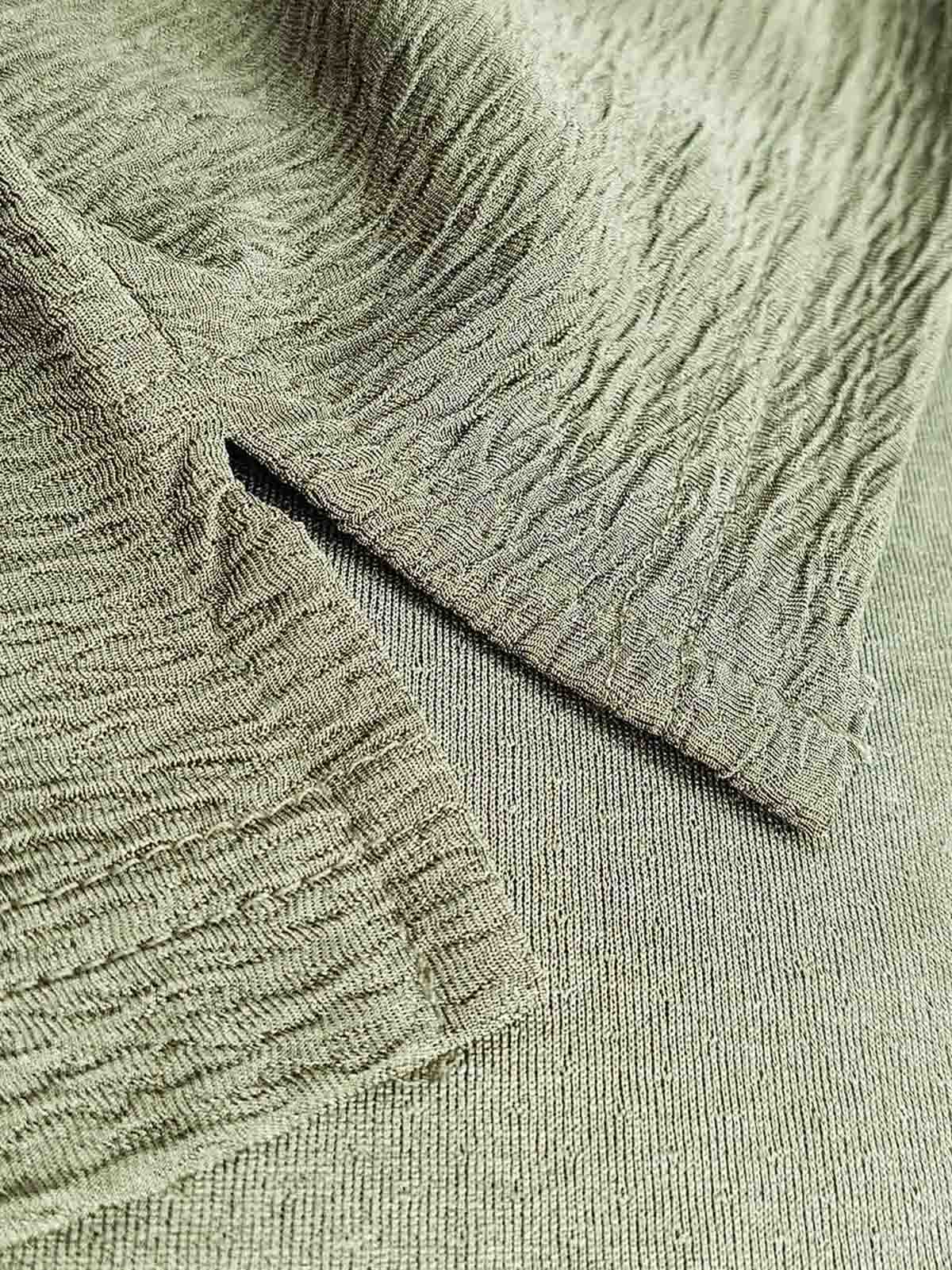 Mens Textured Zipper Polo | Olive