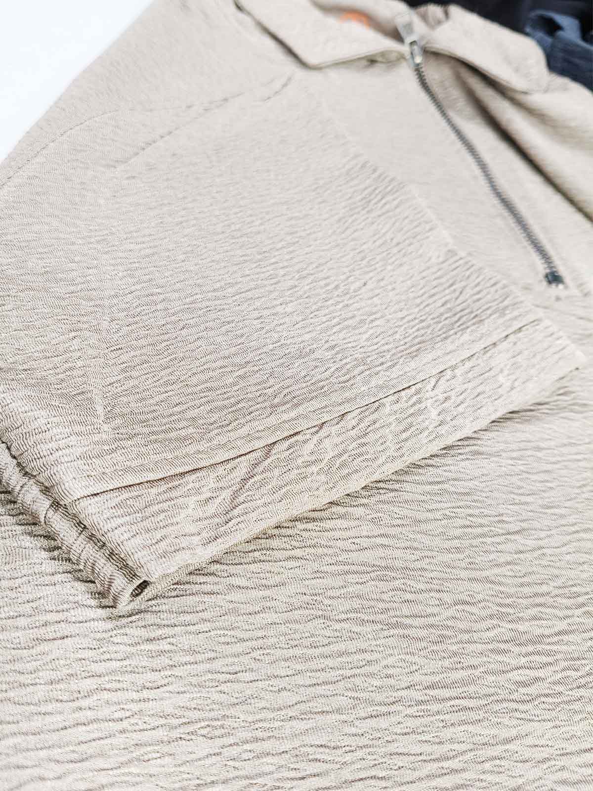 Mens Half Zipper Polyester Beige Polo