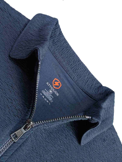 Mens Half Zipper Polyester Steel Grey Polo