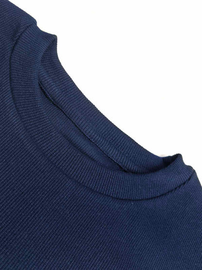 Mens Ribbed Crew Neck Navy Pullover