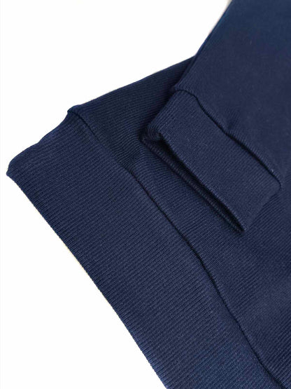 Mens Ribbed Crew Neck Navy Pullover