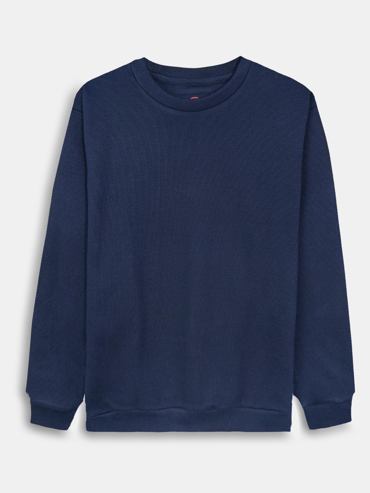 Mens Ribbed Crew Neck Navy Pullover