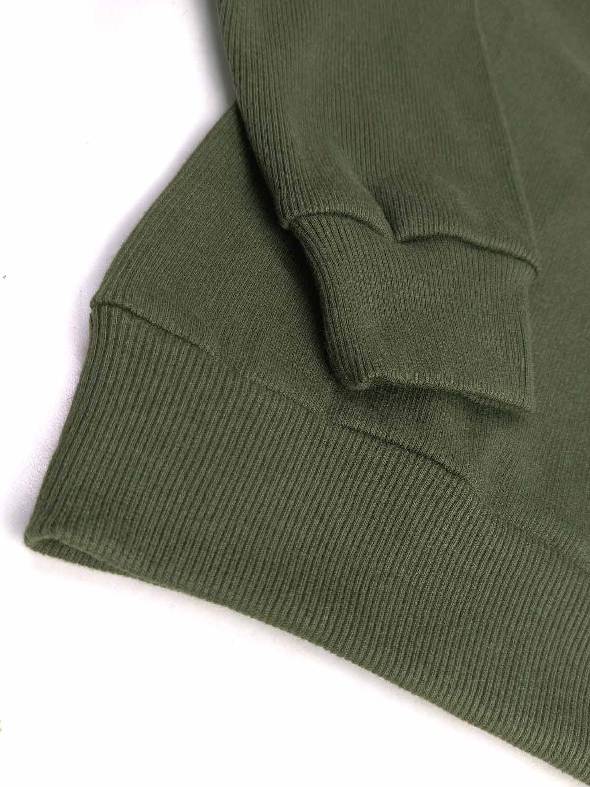 Mens Ribbed Crew Neck Olive Pullover