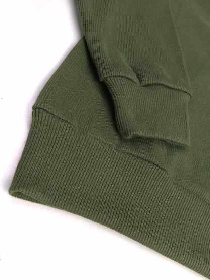Mens Ribbed Crew Neck Olive Pullover