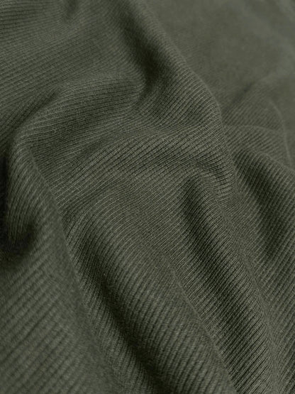 Mens Ribbed Crew Neck Olive Pullover