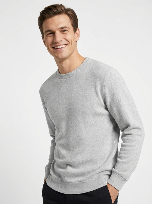 Mens Ribbed Crew Neck Melange Pullover