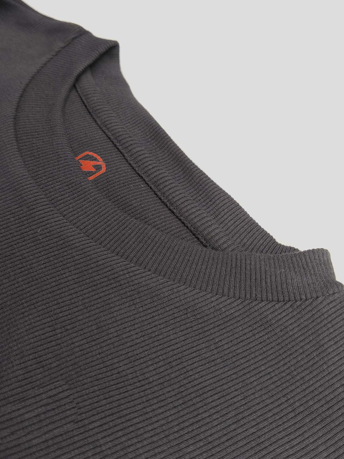 Mens Ribbed Crew Neck Grey Pullover