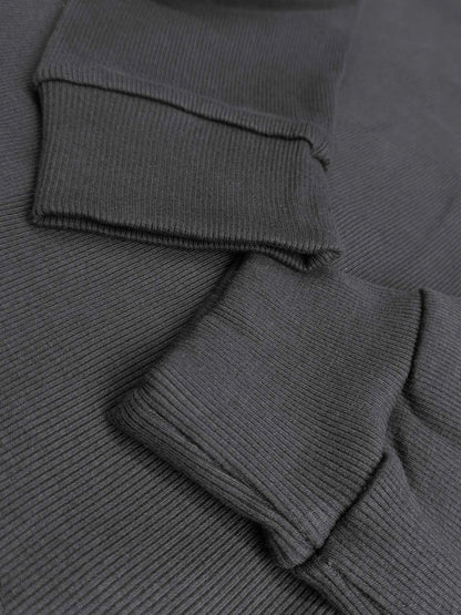 Mens Ribbed Crew Neck Grey Pullover