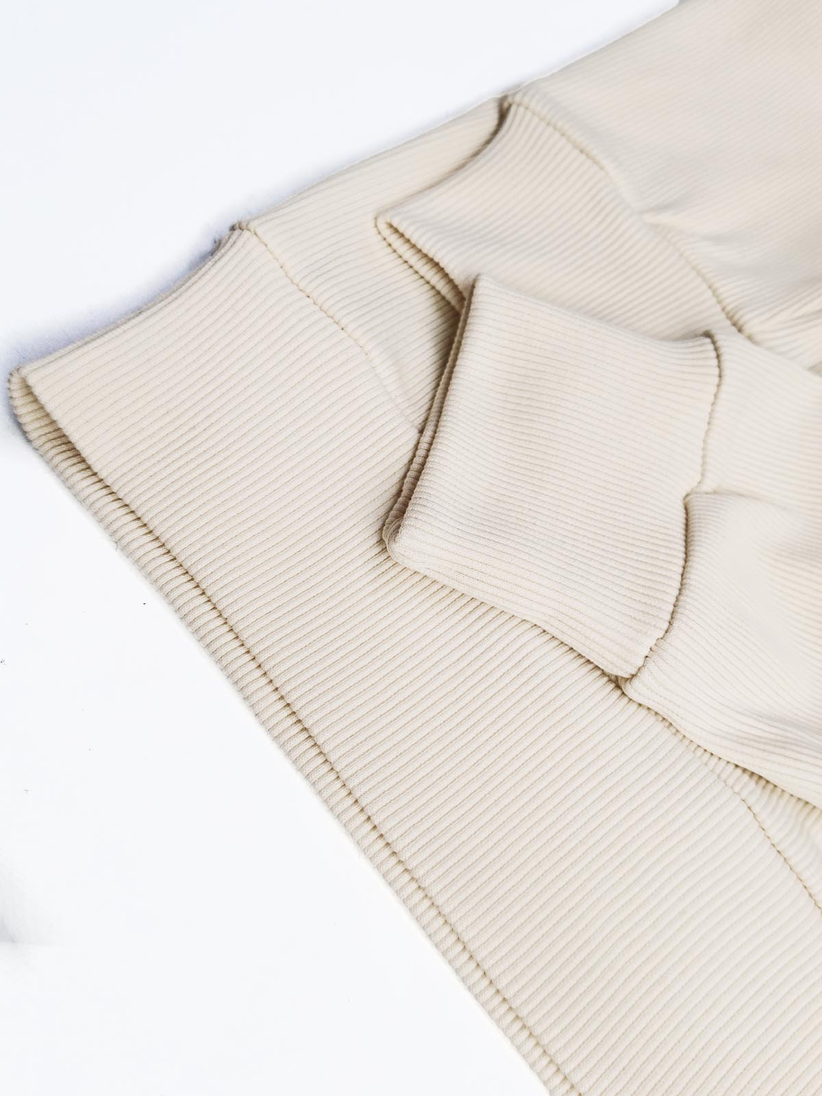 Mens Ribbed Crew Neck Beige Pullover