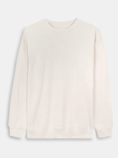 Mens Ribbed Crew Neck Beige Pullover