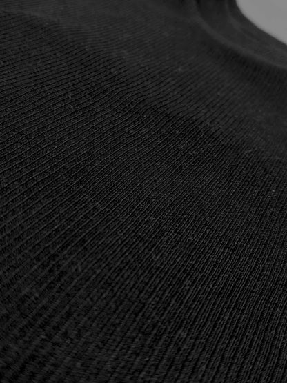 Mens Ribbed Crew Neck Black Pullover