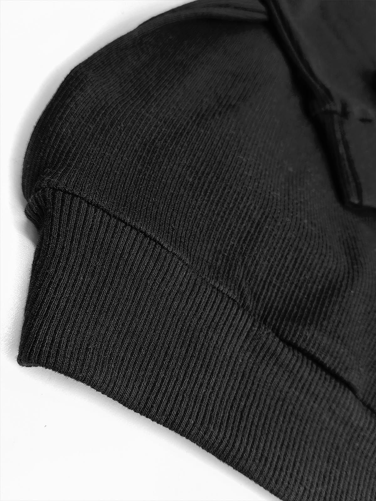 Mens Ribbed Crew Neck Black Pullover