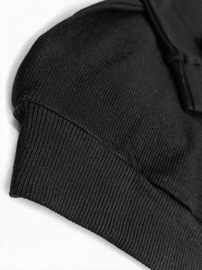 Mens Ribbed Crew Neck Black Pullover