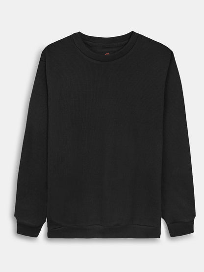 Mens Ribbed Crew Neck Black Pullover