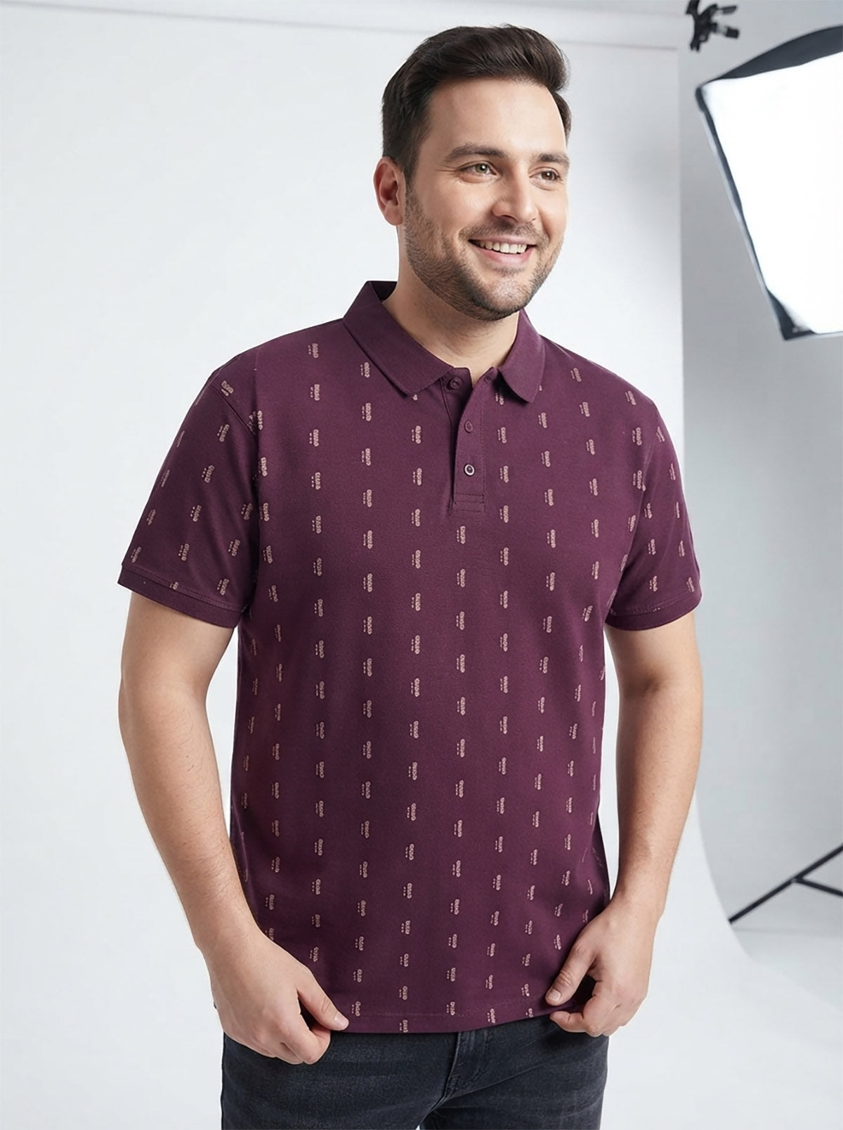 Mens Maroon Plus Size Polos