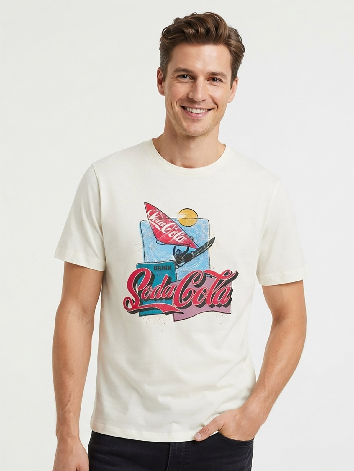 Mens Printed White T-Shirt