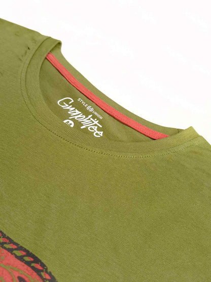 Mens Printed Olive T-Shirt