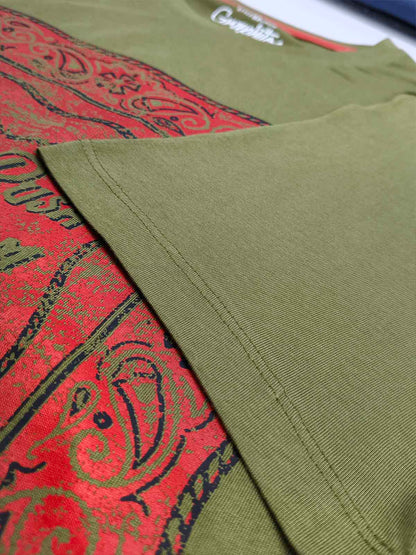 Mens Printed Olive T-Shirt