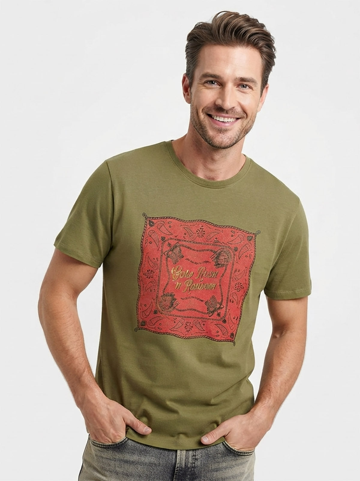 Mens Printed Olive T-Shirt
