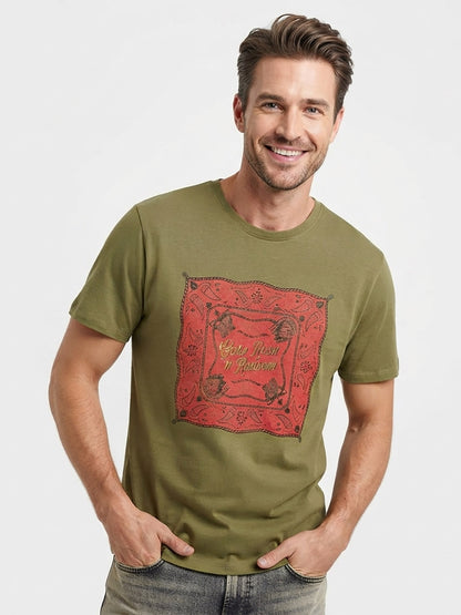 Mens Printed Olive T-Shirt