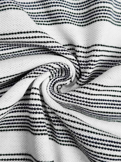 Mens Jacquard White Striped Polo
