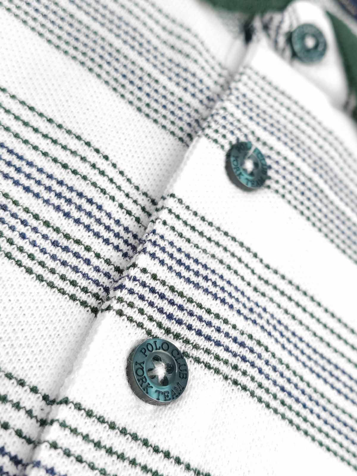 Mens Jacquard White Striped Polo
