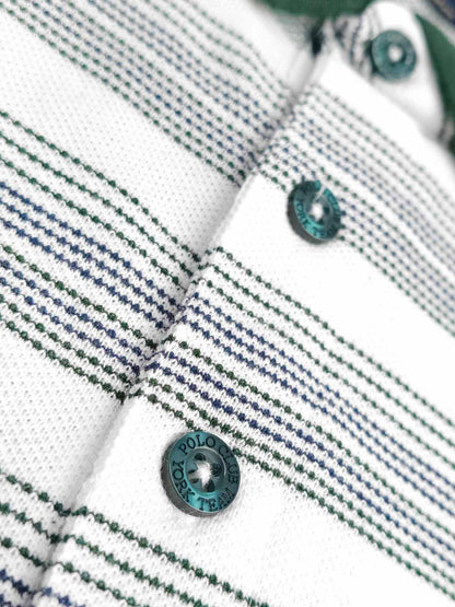 Mens Jacquard White Striped Polo