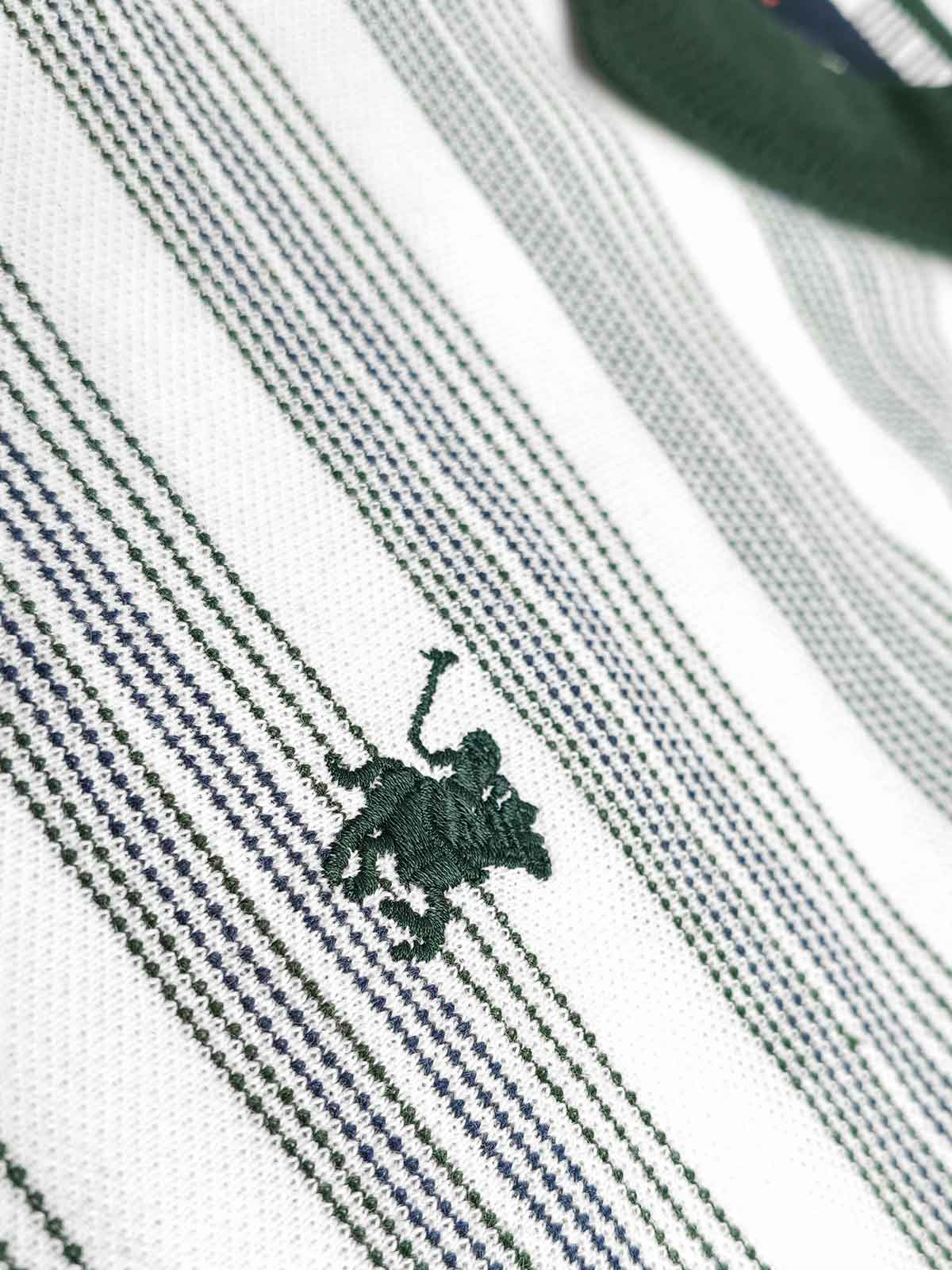 Mens Jacquard White Striped Polo