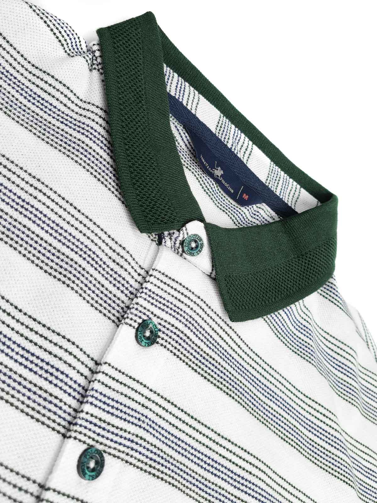 Mens Jacquard White Striped Polo