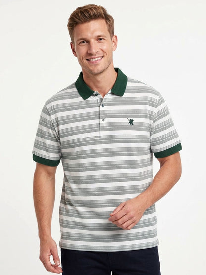 Mens Jacquard White Striped Polo