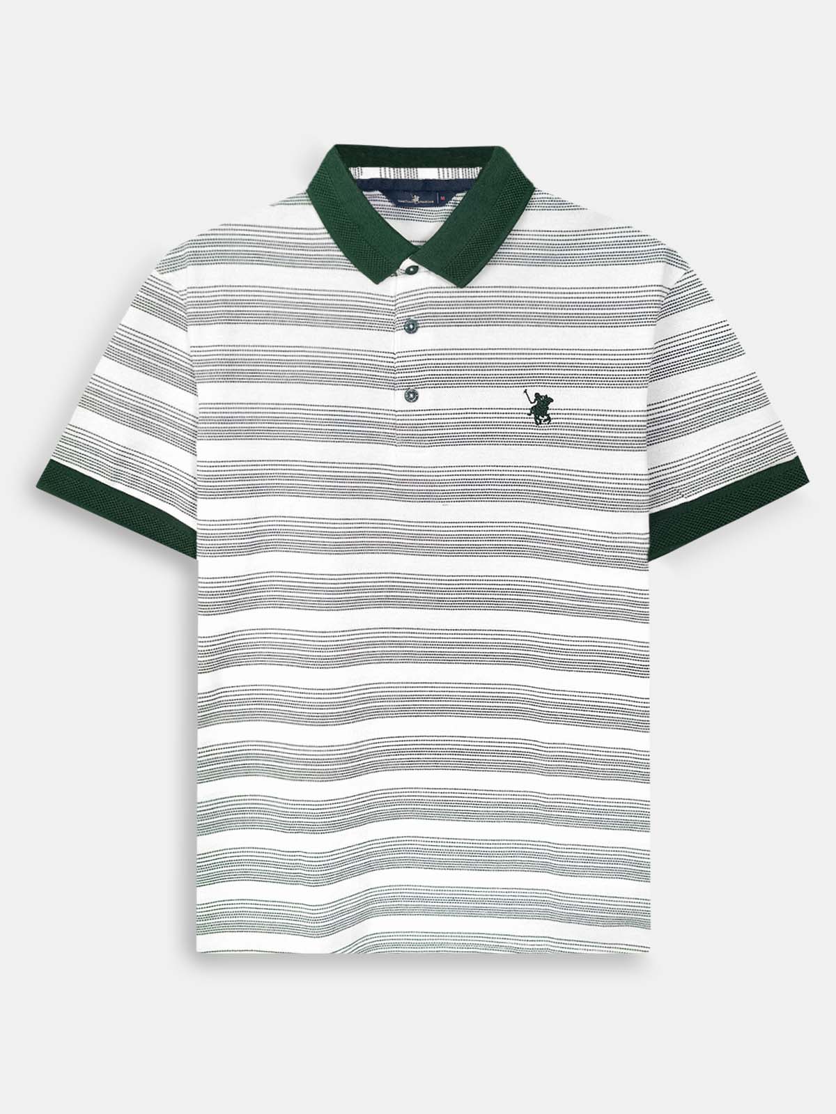 Mens Jacquard White Striped Polo